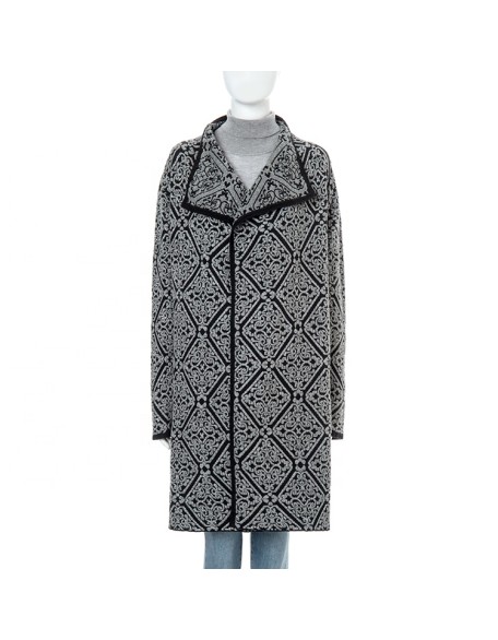Knitwear manufacturers selling new long sleeved western wind print grey fashion lapel women knitted suit coat