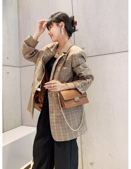 Wholesale fashion designer lock plain pattern genuine leather ladies hand bag shoulder crossbody women custom purses and handbag