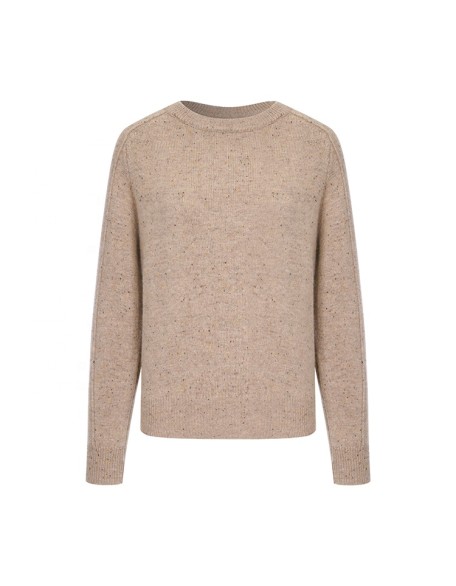 Knitwear manufacturers custom fall winter khaki wool casual round neck plus size oversized sweater women knit sweater
