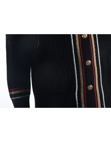2021 Spring Autumn custom black v neck wool women knit sweater cardigan