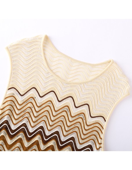Knitwear manufacturers custom round neck sleeveless fish tail elegant casual women maxi dress summer 2023 knit women's dresses