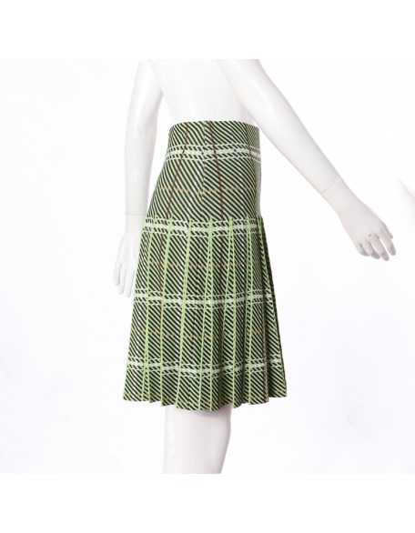 Knitwear manufacturers custom summer check high waist slim knit pleated women's skirt
