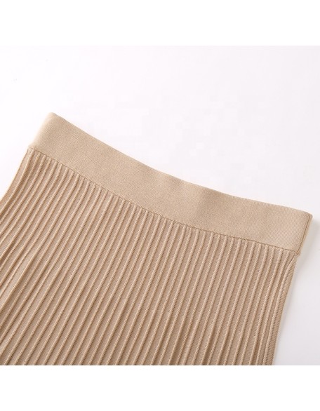 Knitwear manufacturers custom summer high waist elastic ribbed knit women's long skirt