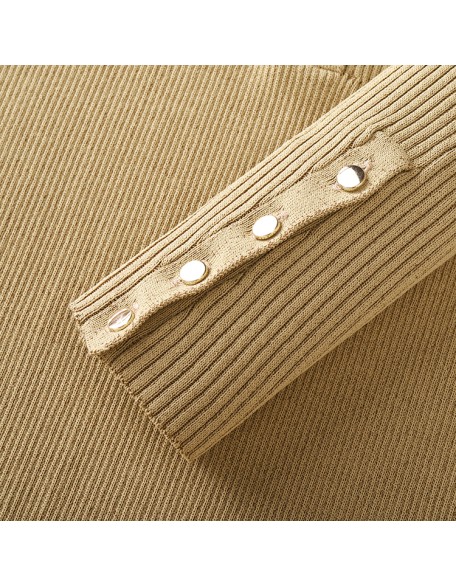 Knitwear manufacturers custom autumn v neck ribbed elegant casual women's dresses vestido longo sweater knit women's dresses