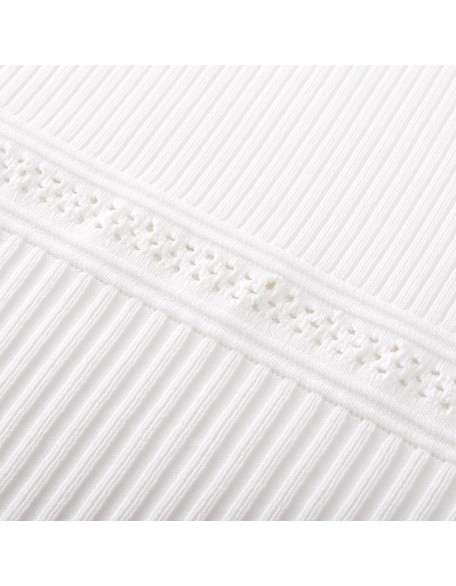 Knitwear manufacturers custom white ribbed single shoulder elegant casual plain solid color spring knitted women's sweaters