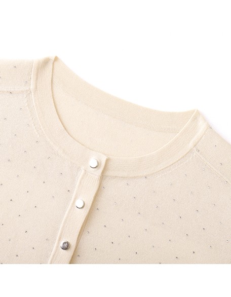 Knitwear manufacturer custom fall round neck long sleeve sequins casual plus size cardigan for women knit sweater cardigan