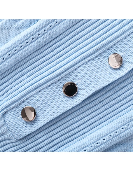 Knitwear manufacturers custom summer sky blue rib bodycon elegant casual beautiful dress for women sweater knit women's dresses