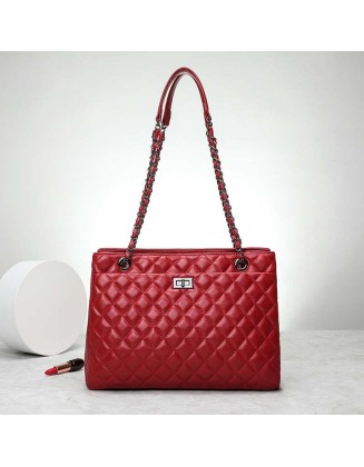 Top Grade Ladies Shoulder Bag Diamond Chain genuine leather Crossbody Bag Handbag Large Capacity messenger handbags
