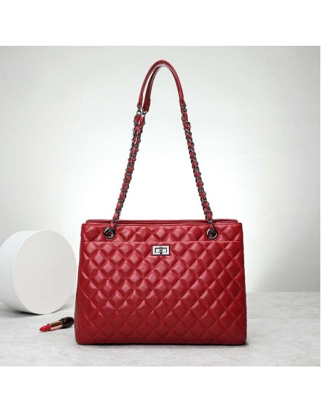 Top Grade Ladies Shoulder Bag Diamond Chain genuine leather Crossbody Bag Handbag Large Capacity messenger handbags