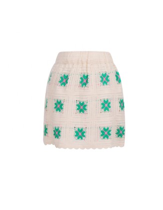 Knitwear manufacturers custom fashion cutout mini skirt crochet women's knit sweater skirt