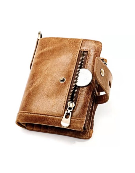 cappuccino RFID Genuine Cowhide Leather luxury Purse Casual Small Mini Leather Wallets Vintage Gents Mens Slim Wallet