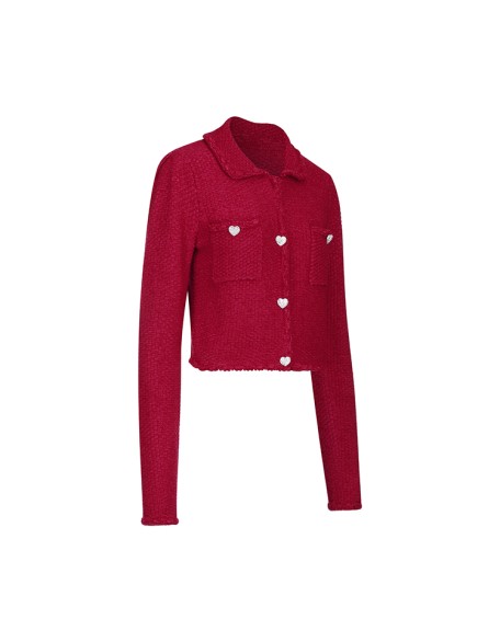 Knitwear manufacturers custom spring 2023 red fashion casual wool blend trendy custom knitted cardigans sweater for women