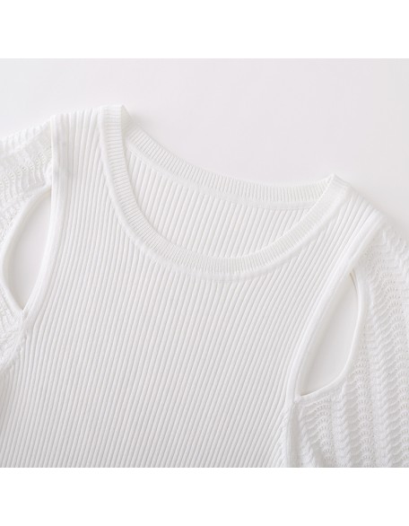 Knitwear manufacturers custom white round neck long sleeve elegant casual dresses women sexy formal sweater knit women's dresses