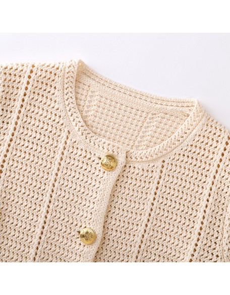 Knitwear manufacturers custom hollowout elegant casual loose knit cotton cardigan women sweater coat knit sweater cardigan women
