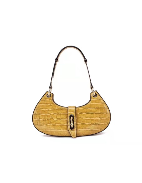 Factory Direct Sale Better Price Cowhide leather Crocodile Pattern Bag Half Moon Handbag