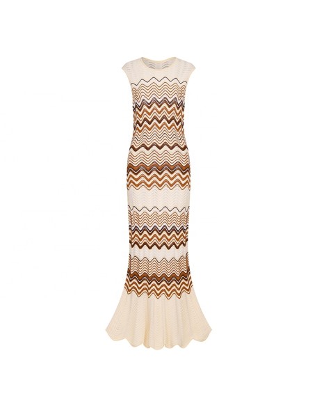 Knitwear manufacturers custom round neck sleeveless fish tail elegant casual women maxi dress summer 2023 knit women's dresses