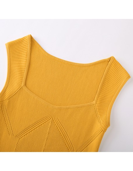 Knitwear manufacturers custom orange sleeveless elegant casual fishtail dresses women sexy formal sweater knit women's dresses