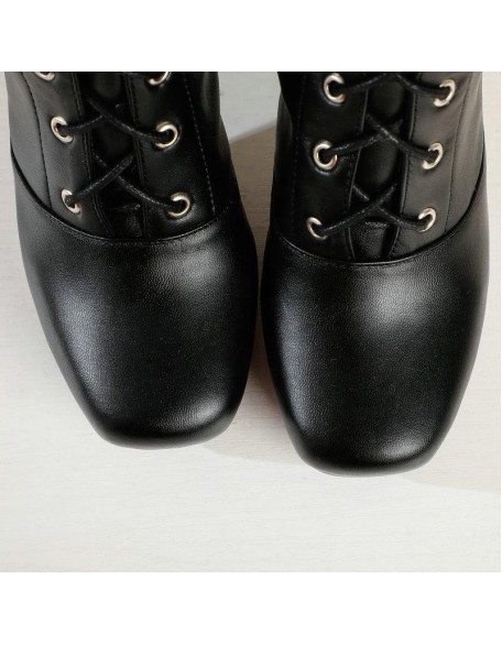 Larger size long boot women safety shoes work boots with fur lining block heels