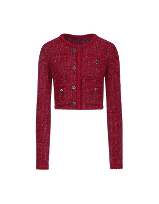 Knitwear manufacturers custom red fashion casual wool blend sweater oversize fall cardigan sweater for woman knit sweater women