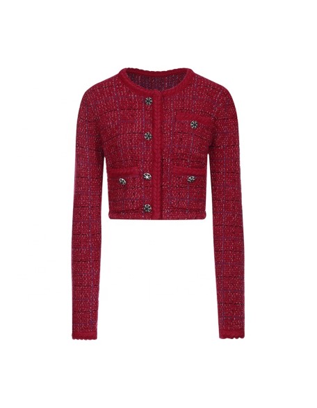 Knitwear manufacturers custom red fashion casual wool blend sweater oversize fall cardigan sweater for woman knit sweater women
