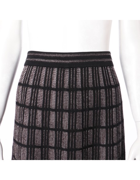 Knitwear Knit Long Skirt Manufacturer Custom New Design High Waist Stretch Check Women Computer Knit Check Pattern Adults Casual