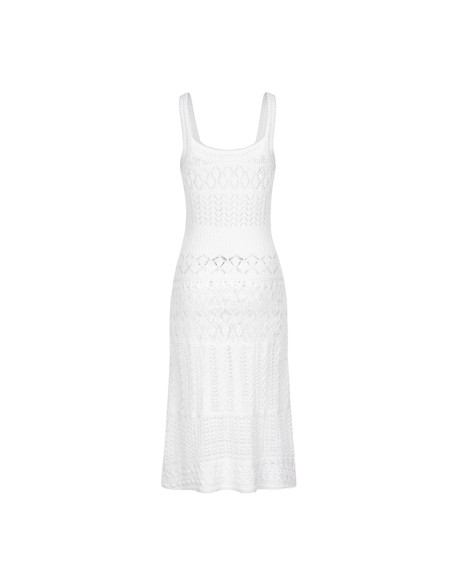 Knitwear manufacturers custom summer sleeveless hollow out lady elegant casual long sweater bodycon dresses knit dresses women