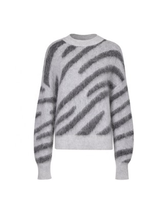 Knitwear manufacturers custom casual wool mohair pullover long sleeve crew neck women sweater knitted plus size women's sweater