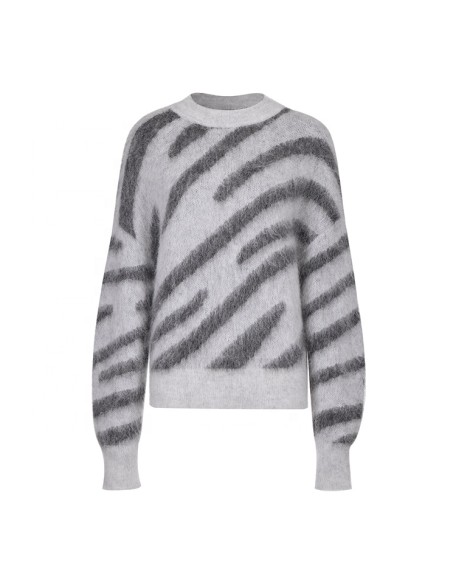 Knitwear manufacturers custom casual wool mohair pullover long sleeve crew neck women sweater knitted plus size women's sweater