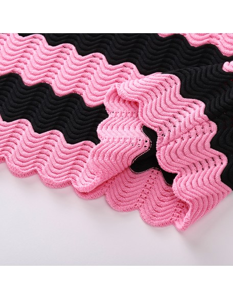 Knitwear manufacturers custom summer loose elegant casual woman knit vintage jacquard color block sweater knit women's sweaters