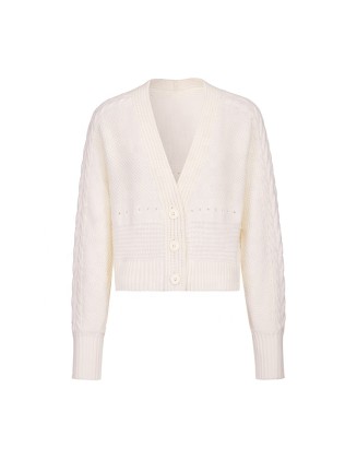 Knitwear manufacturers custom spring 2023 v neck loose casual ladies knitted women's cardigan sweaters coat knit sweater women