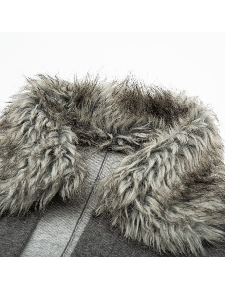 Knitted Manufacturer's Medium and Long Fashion Fur Collar Cape Cape Women's Baggy Coat Batwing Sleeve Casual Polyester Lining