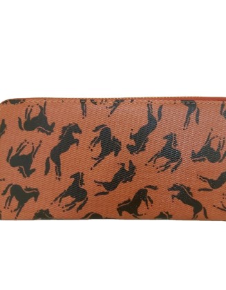 2023 hot sale Vintage Style Custom Printed Oilcloth Long Wallet Women Zipper Coin Purse Clutch