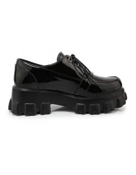 British style mid heels walking style shoes flat college shoes for girls and ladies dress shoes patent PU Footwear