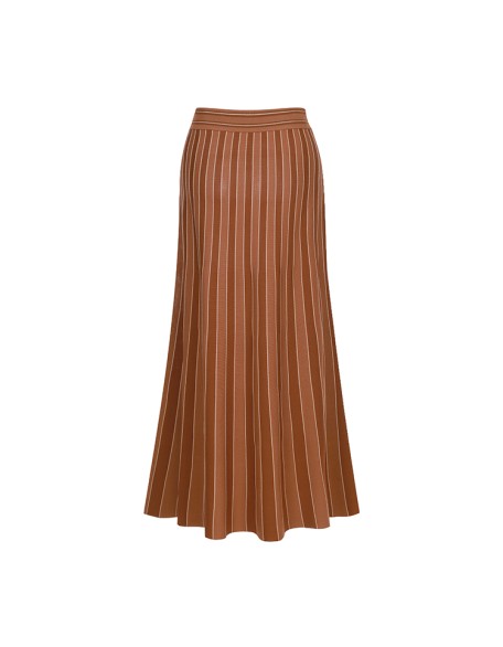 Knitwear manufacturers custom high waisted striped fashion casual maxi skirts for women formal knitted plus size womens skirts