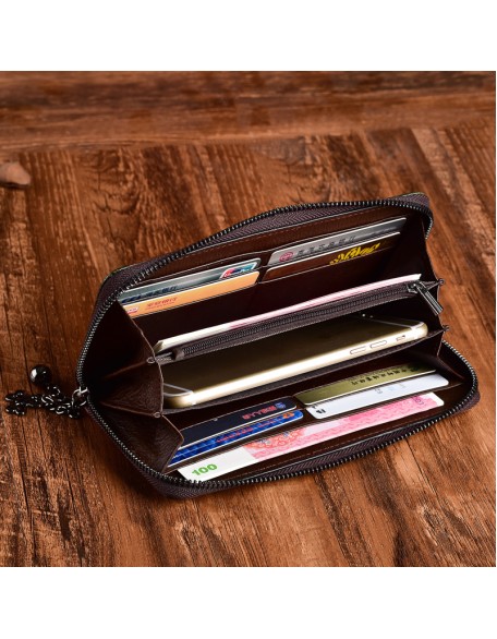 red flower design vintage embossing wallets for women fashionable genuine leather handmade long wallet