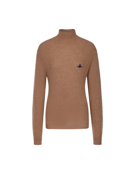 Knitwear manufacturers custom brown turtleneck casual cashmere knitted winter women's pullover sweater tops knit sweater women
