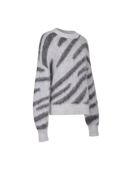 Knitwear manufacturers custom casual wool mohair pullover long sleeve crew neck women sweater knitted plus size women's sweater