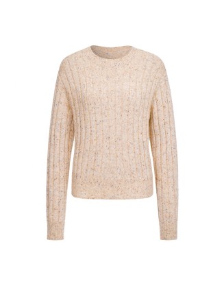 Knitwear manufacturers custom fall round neck long sleeve elegant casual wool crop top sweaters for women knit sweater