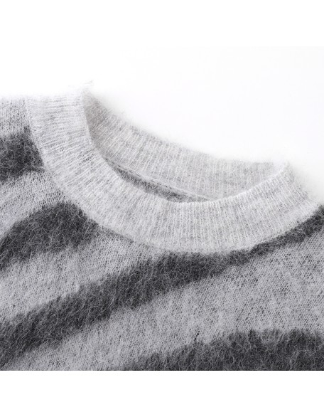 Knitwear manufacturers custom casual wool mohair pullover long sleeve crew neck women sweater knitted plus size women's sweater
