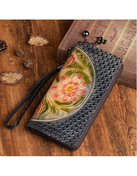 Christmas Popular Genuine Leather Flower Bag Top Quality Card Holder Black Friday Best Wallet for Women