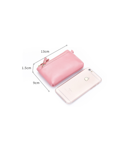 Newest Luxury Women's Small Wallet Ladies Cute Clutch Purse Genuine Leather Card Holder Short Purse with Keychain