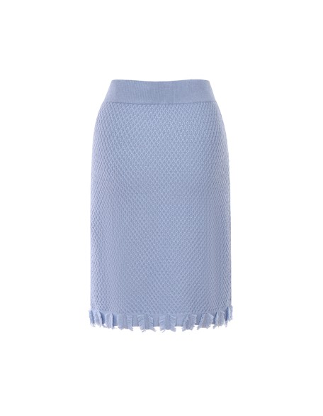 Knitwear manufacturers custom spring 2023 blue high waist elegant casual wool skirts for women sexy knit skirts women