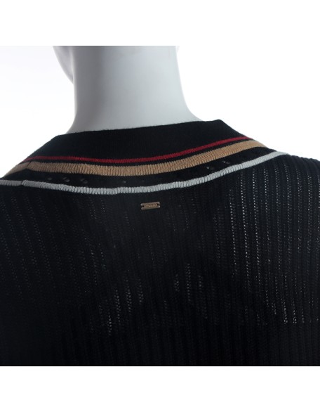 2021 Spring Autumn custom black v neck wool women knit sweater cardigan