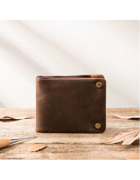 Wallets Purse Genuine Leather Crazy Horse Best Sellers Men's Wallet Luxury GPS Minimalist Brown Men Cow Leather Long Zipper