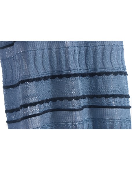 Spring 2021 New Custom Women's Women's Blue High Waist Striped Long Wrinkle Knit Skirt