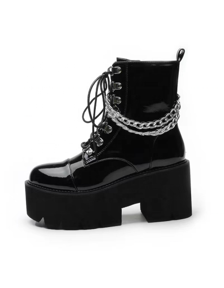 Black Patent PU vampire boots women shoes safety walking style shoes wholesaler price