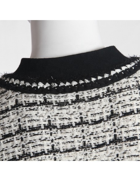 Fast delivery from stock V-neck long-sleeved plaid knitted coat ladies dresses
