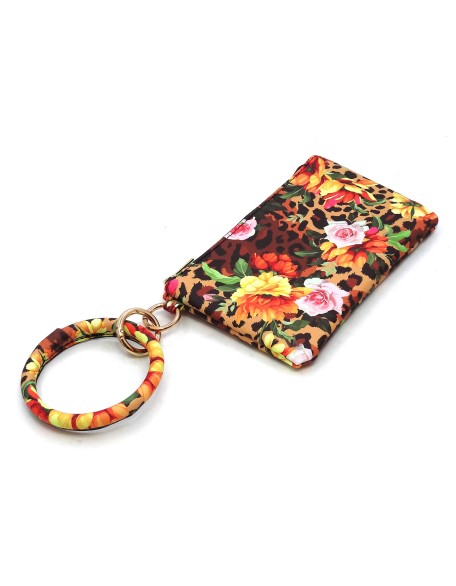 Factory Supply For Handmade Only Leopard Cheetah Large Handcuff Capacity PU Leather Wallet Wristlet Clutch For Women Zipper