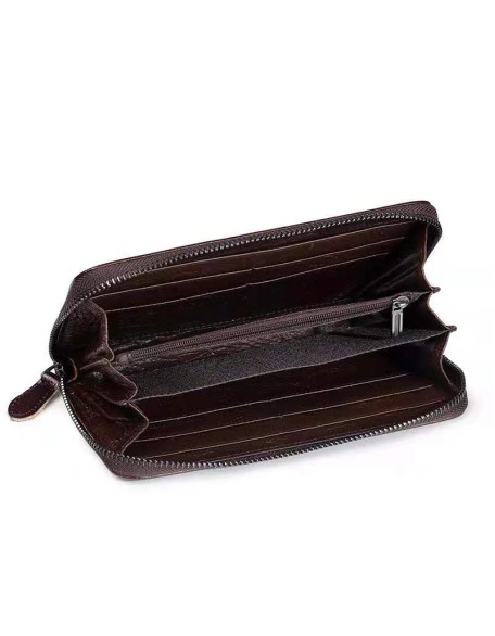 Women's Wallet Genuine Leather Zip Around Wristlet Long Purse Vintage Embossing Cowhide Large Capacity Handmade Clutch Wallet
