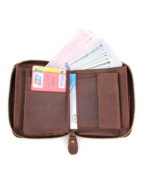 Hot Selling New Style Brand Retro Leather Man's Wallet Crazy Horse Leather Wallet Holder Coin Wallets For Men